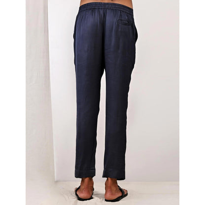 Bohame Ethan Blue and Grey Asymmetric Kurta (Set of 2)