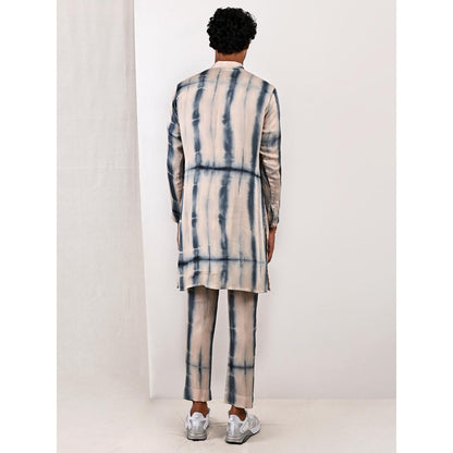 Bohame Hudson Blue and Grey Tie Dye Kurta (Set of 2)