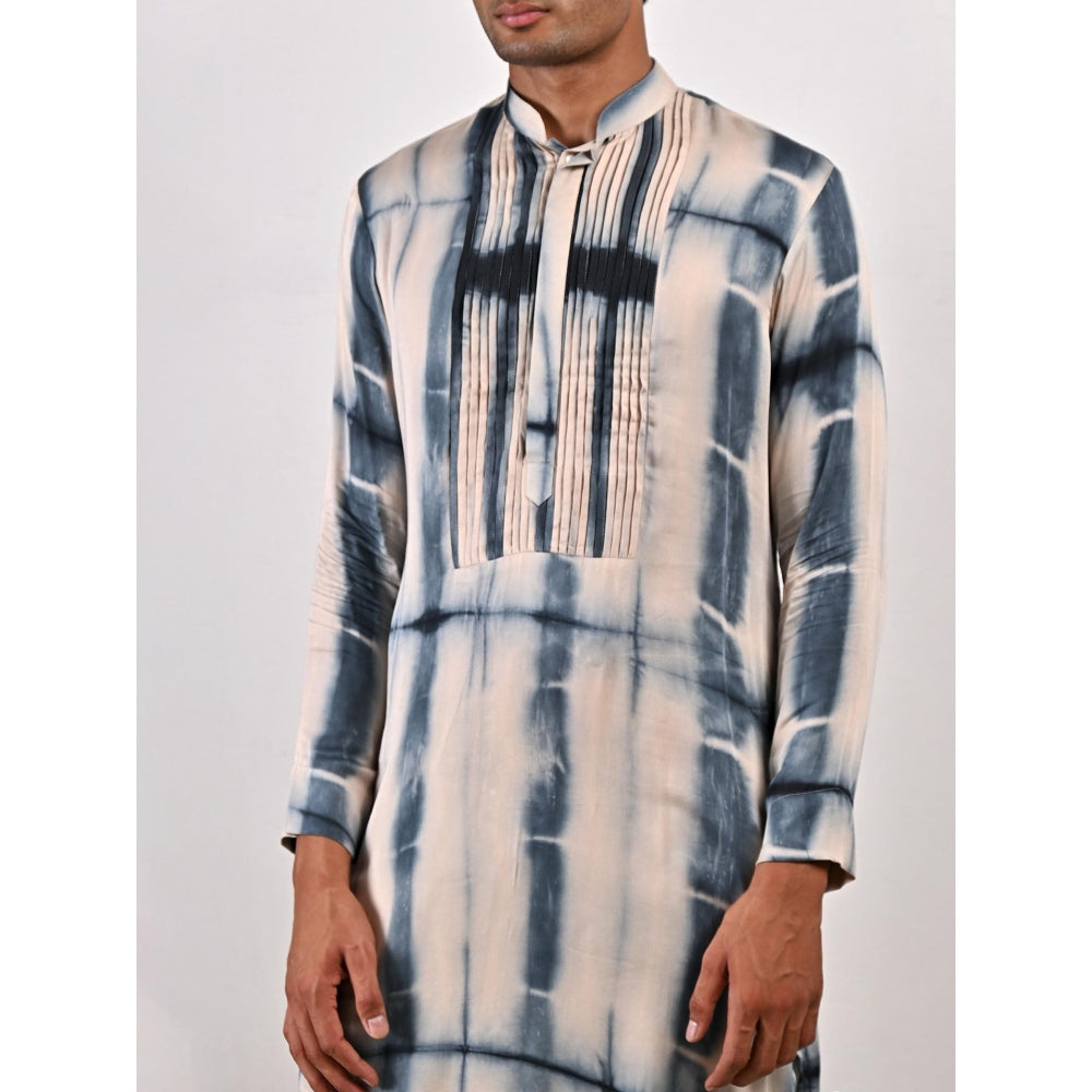 Bohame Hudson Blue and Grey Tie Dye Kurta (Set of 2)