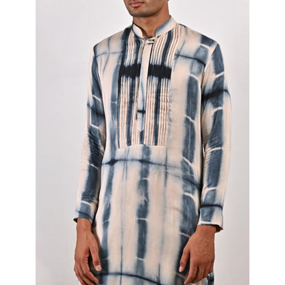 Bohame Hudson Blue and Grey Tie Dye Kurta (Set of 2)