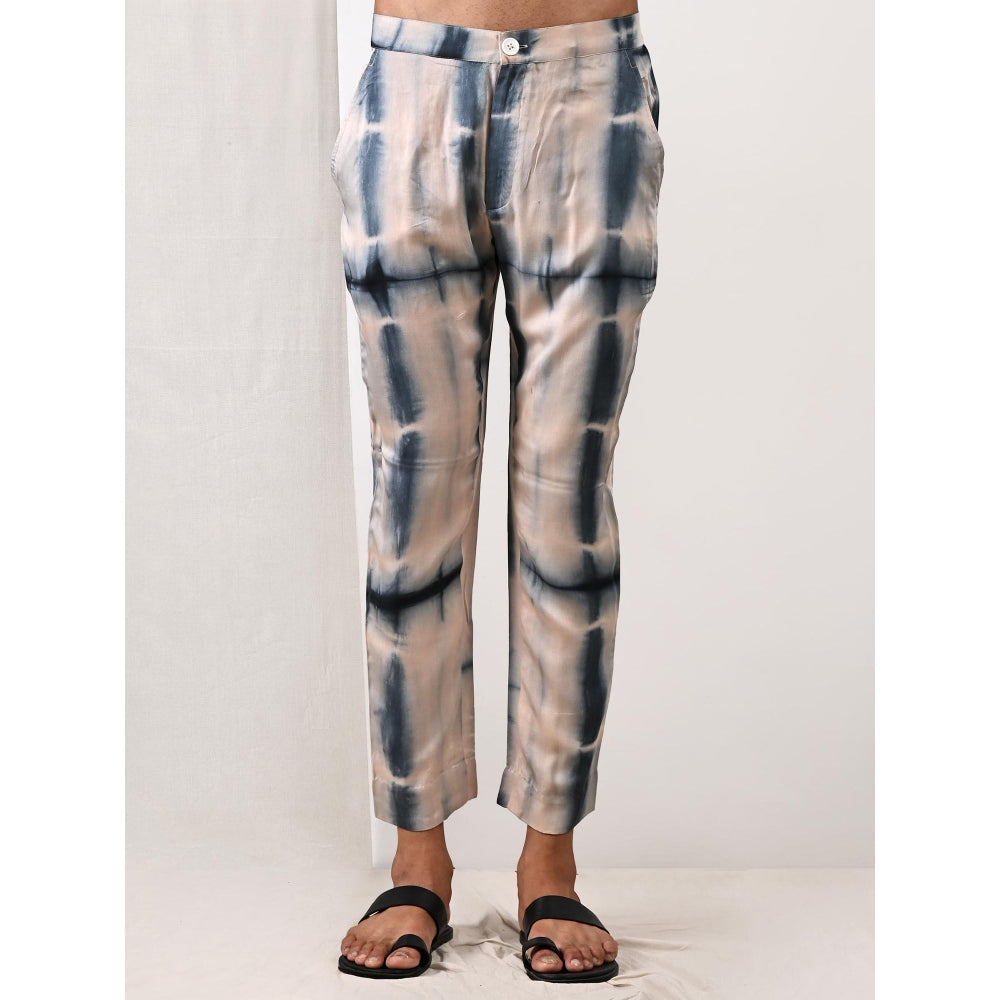 Bohame Hudson Blue and Grey Tie Dye Kurta (Set of 2)