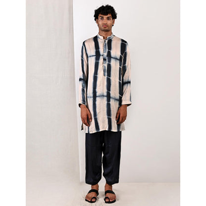 Bohame Elliot Blue and Grey Tie Dye Kurta (Set of 2)