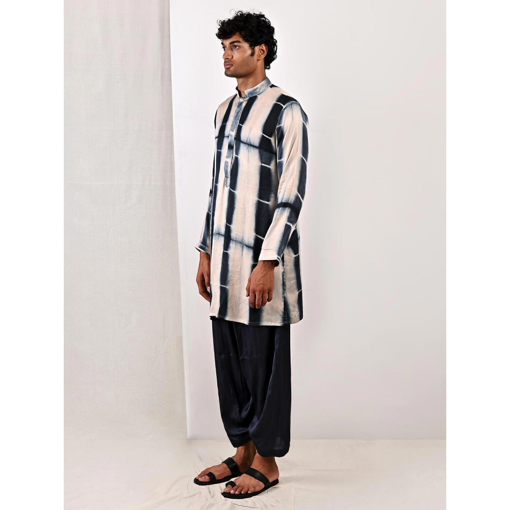 Bohame Elliot Blue and Grey Tie Dye Kurta (Set of 2)