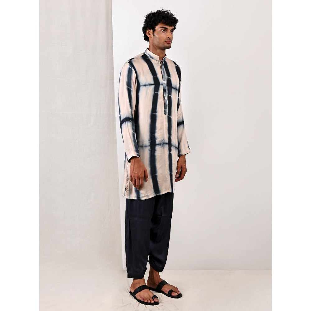 Bohame Elliot Blue and Grey Tie Dye Kurta (Set of 2)