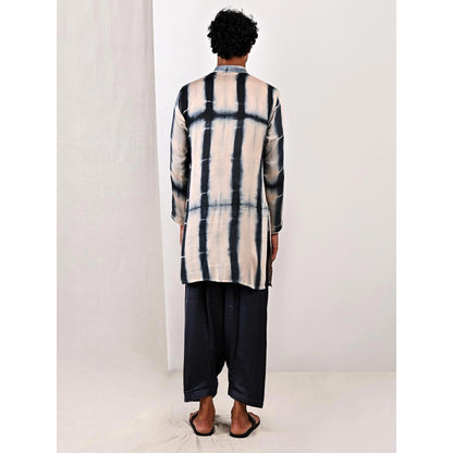 Bohame Elliot Blue and Grey Tie Dye Kurta (Set of 2)