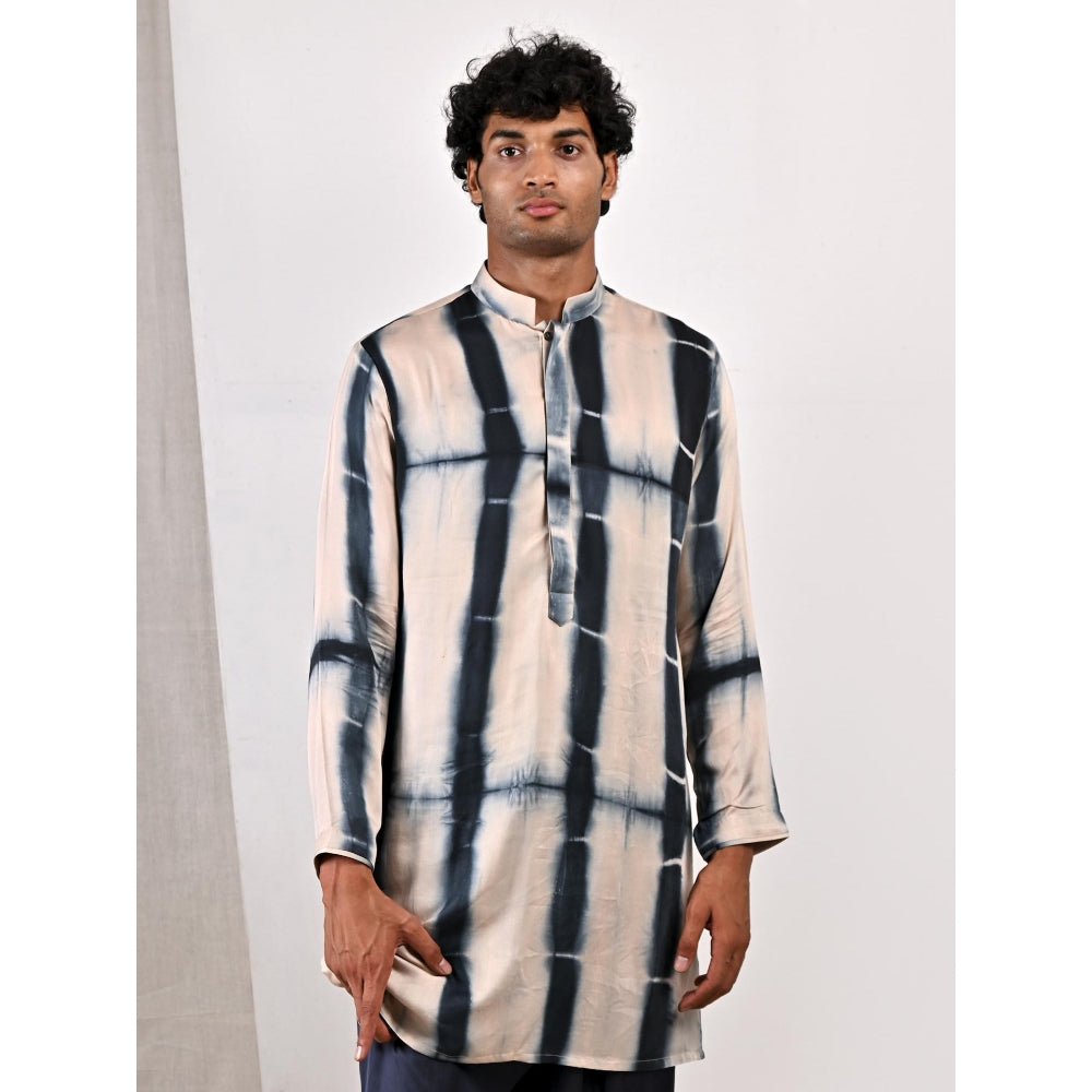 Bohame Elliot Blue and Grey Tie Dye Kurta (Set of 2)