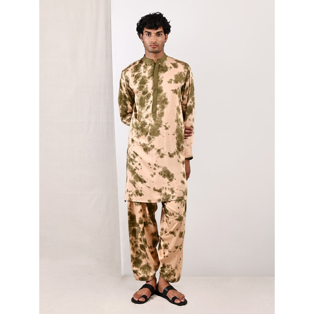 Bohame Finn Beige and Green Kurta (Set of 2)