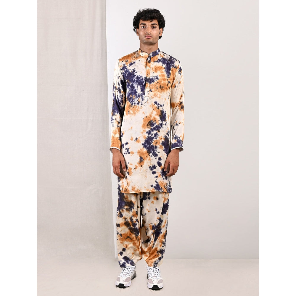 Bohame Liam Blue and Mustard Kurta (Set of 2)