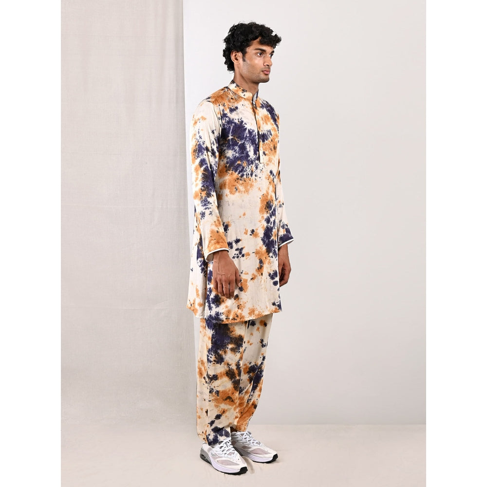 Bohame Liam Blue and Mustard Kurta (Set of 2)