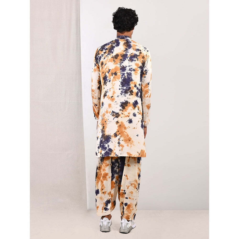 Bohame Liam Blue and Mustard Kurta (Set of 2)