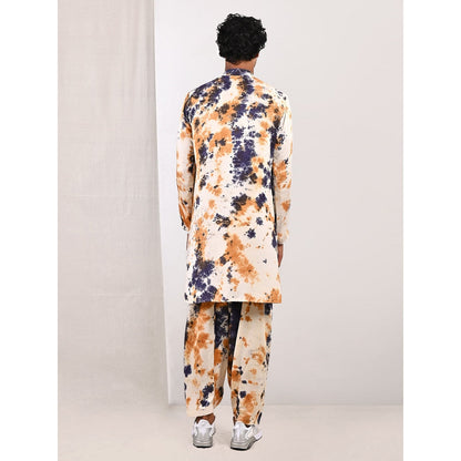 Bohame Liam Blue and Mustard Kurta (Set of 2)