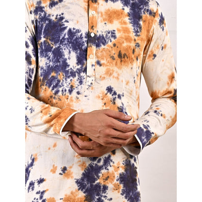 Bohame Liam Blue and Mustard Kurta (Set of 2)