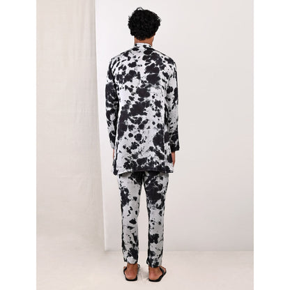 Bohame Grayson Light Grey and Black Kurta (Set of 2)