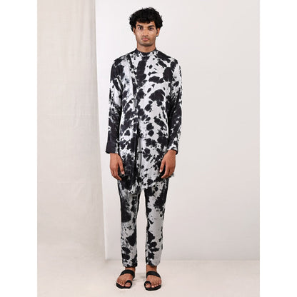 Bohame Grayson Light Grey and Black Kurta (Set of 2)