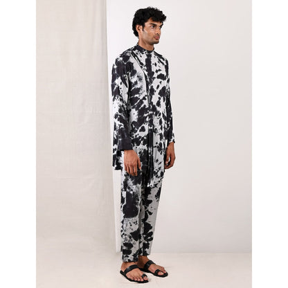 Bohame Grayson Light Grey and Black Kurta (Set of 2)