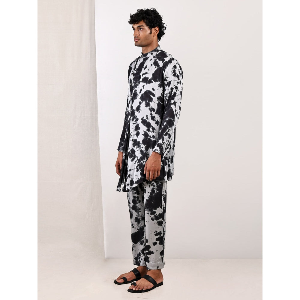 Bohame Grayson Light Grey and Black Kurta (Set of 2)