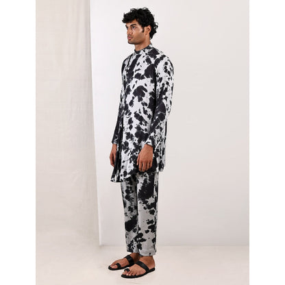 Bohame Grayson Light Grey and Black Kurta (Set of 2)
