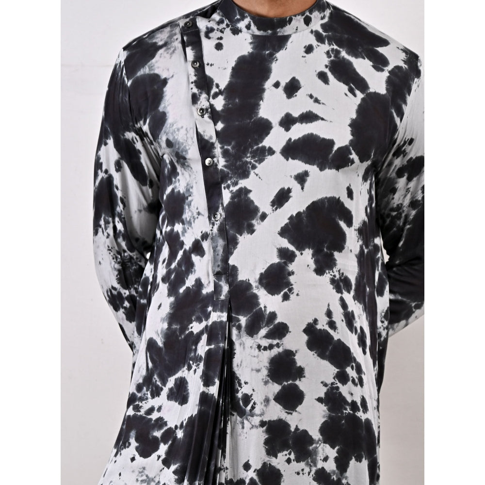 Bohame Grayson Light Grey and Black Kurta (Set of 2)