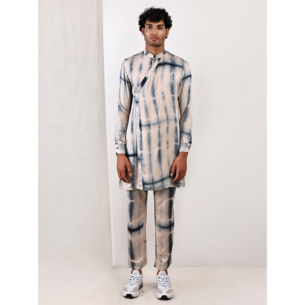 Bohame Alfie Blue and Grey Overlap Kurta (Set of 2)