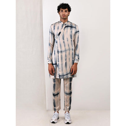 Bohame Alfie Blue and Grey Overlap Kurta (Set of 2)