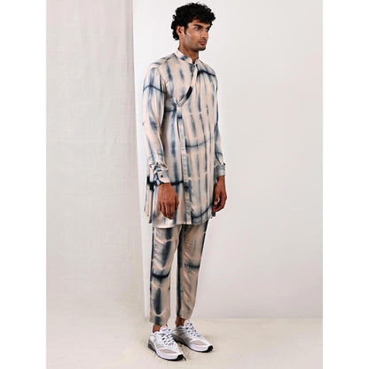 Bohame Alfie Blue and Grey Overlap Kurta (Set of 2)