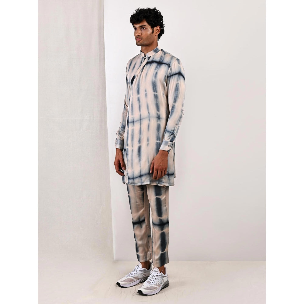 Bohame Alfie Blue and Grey Overlap Kurta (Set of 2)