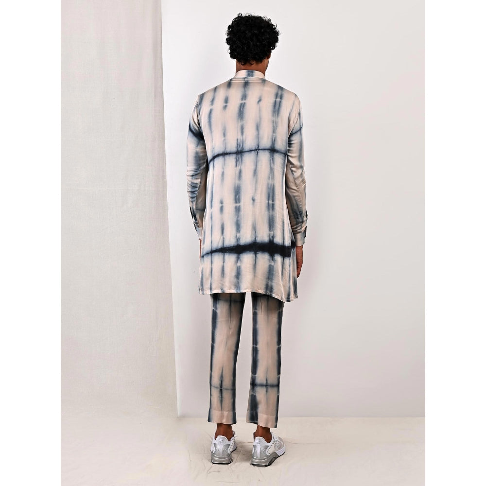 Bohame Alfie Blue and Grey Overlap Kurta (Set of 2)