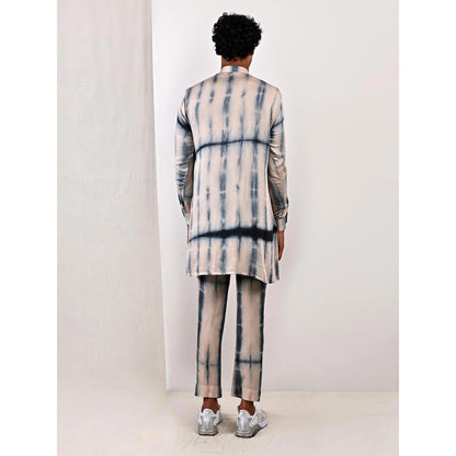 Bohame Alfie Blue and Grey Overlap Kurta (Set of 2)