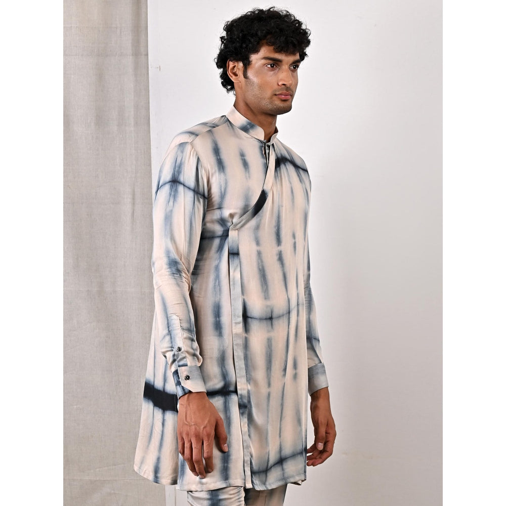 Bohame Alfie Blue and Grey Overlap Kurta (Set of 2)