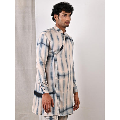 Bohame Alfie Blue and Grey Overlap Kurta (Set of 2)