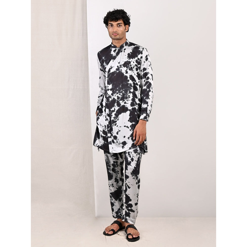 Bohame Jesse Light Grey and Black Overlap Kurta (Set of 2)