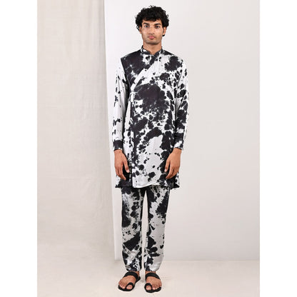 Bohame Jesse Light Grey and Black Overlap Kurta (Set of 2)