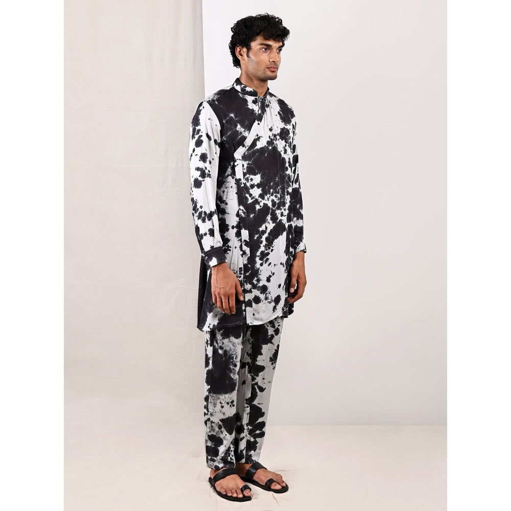 Bohame Jesse Light Grey and Black Overlap Kurta (Set of 2)