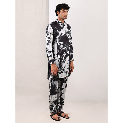 Bohame Jesse Light Grey and Black Overlap Kurta (Set of 2)