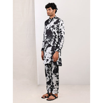 Bohame Jesse Light Grey and Black Overlap Kurta (Set of 2)