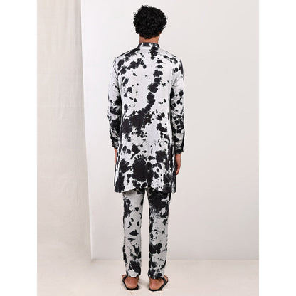 Bohame Jesse Light Grey and Black Overlap Kurta (Set of 2)