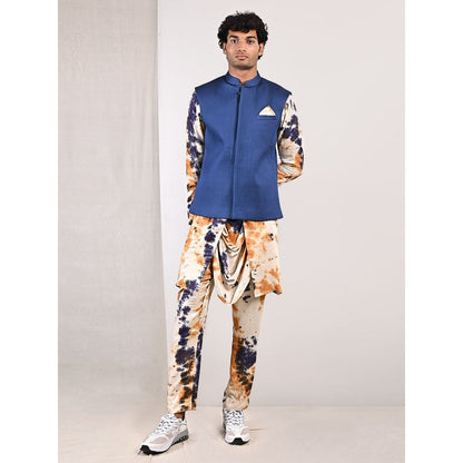 Bohame Earl Tie Dye Cowl Kurta and Jacket (Set of 3)