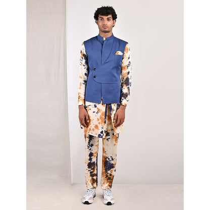 Bohame Aran Tie Dye Overlap Kurta and Jacket (Set of 3)