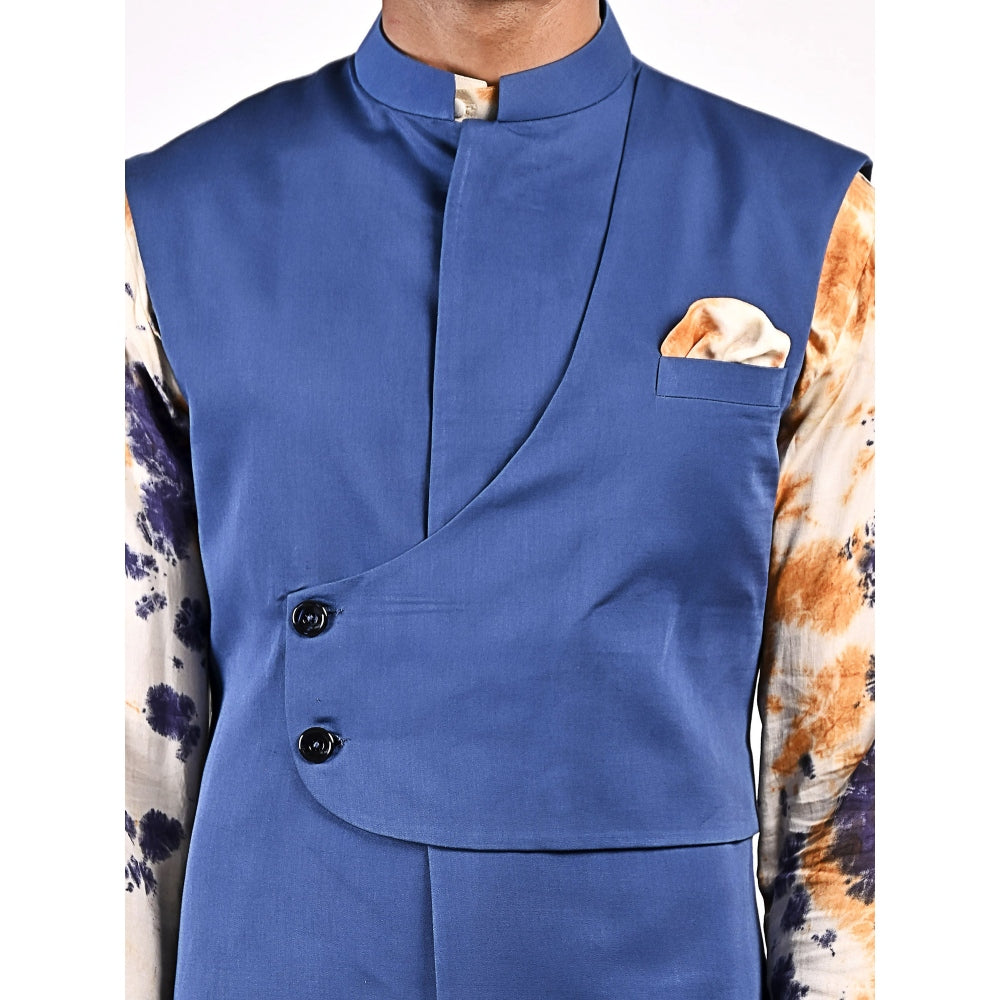 Bohame Aran Tie Dye Overlap Kurta and Jacket (Set of 3)