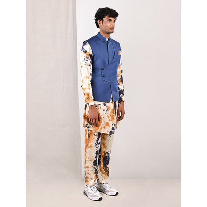 Bohame Aran Tie Dye Overlap Kurta and Jacket (Set of 3)