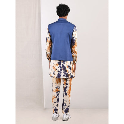 Bohame Aran Tie Dye Overlap Kurta and Jacket (Set of 3)