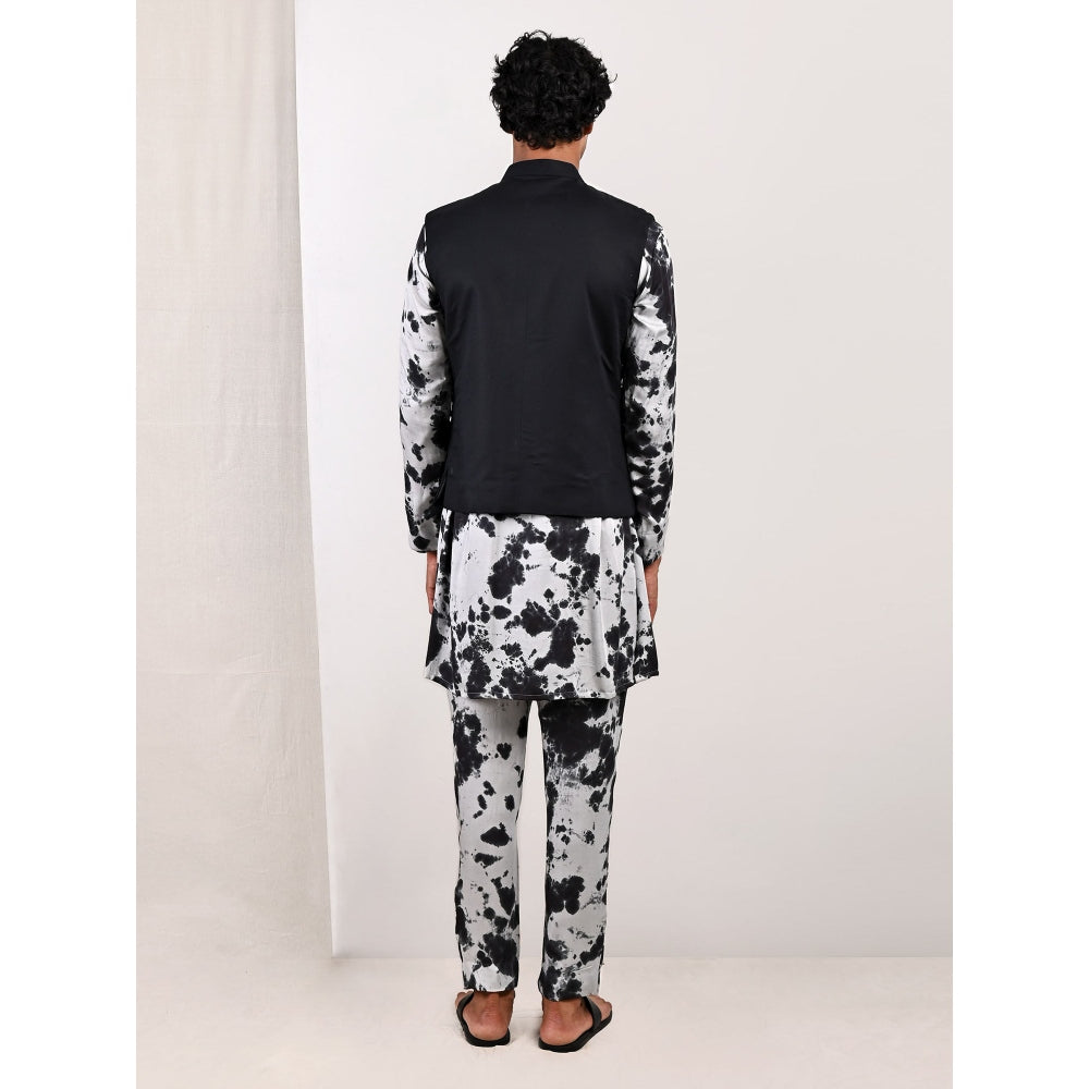 Bohame Lorcan Tie Dye Panelled Kurta and Jacket (Set of 3)