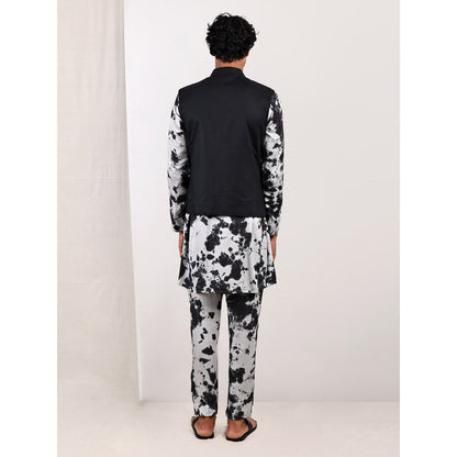 Bohame Lorcan Tie Dye Panelled Kurta and Jacket (Set of 3)