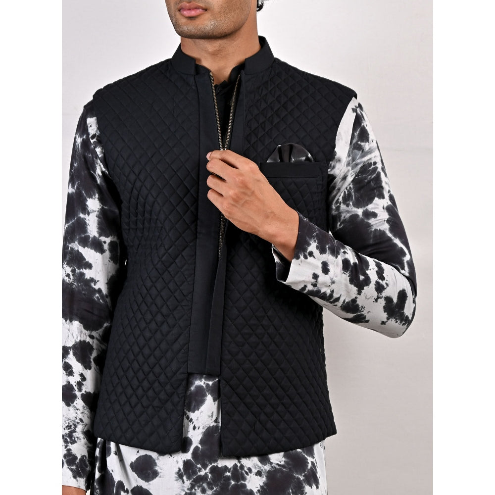 Bohame Lorcan Tie Dye Panelled Kurta and Jacket (Set of 3)