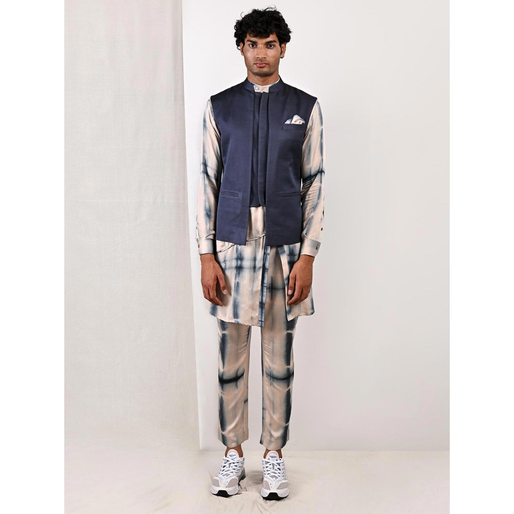 Bohame Gregor Tie Dye Asymmetrical Kurta and Jacket (Set of 3)