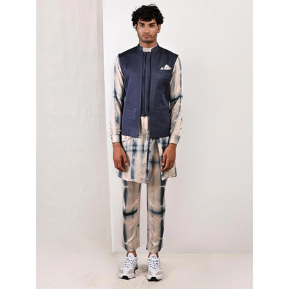 Bohame Gregor Tie Dye Asymmetrical Kurta and Jacket (Set of 3)