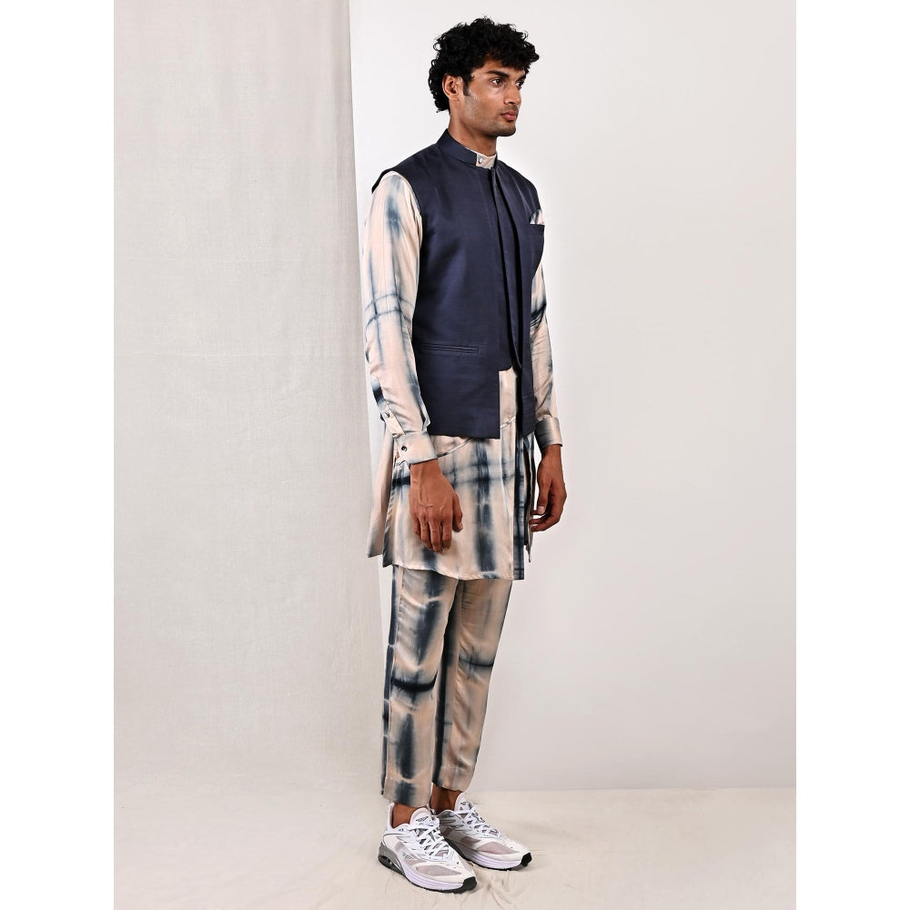 Bohame Gregor Tie Dye Asymmetrical Kurta and Jacket (Set of 3)