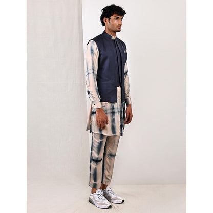 Bohame Gregor Tie Dye Asymmetrical Kurta and Jacket (Set of 3)