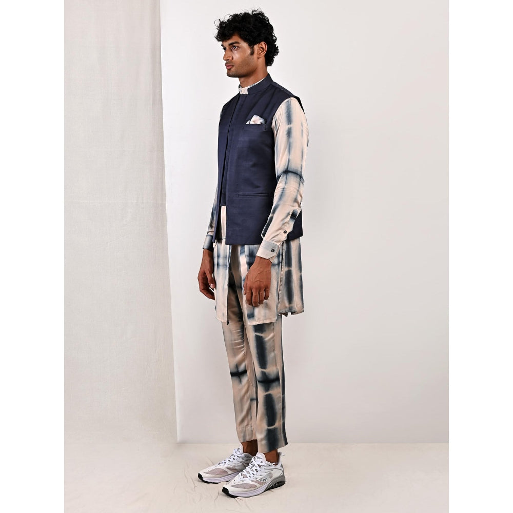 Bohame Gregor Tie Dye Asymmetrical Kurta and Jacket (Set of 3)