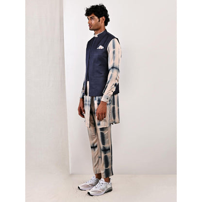 Bohame Gregor Tie Dye Asymmetrical Kurta and Jacket (Set of 3)